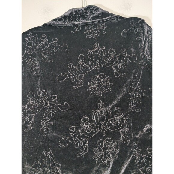 Old Navy Womens Black Velvet Blazer Sz M Whimsigoth Witchy Academia Preppy Y2K - Picture 7 of 9